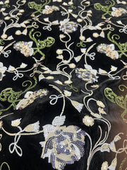 2025 trendy velvet bottom 3+5mm multi-color sequin embroidery evening dress  beaded fabric