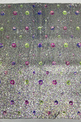2025 new style stretch net fabric with 5+9mm sequins, fashionable evening dress, fashion clothing, shoes, bags, hats, bead embellished material