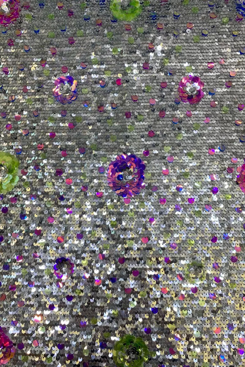 2025 new style stretch net fabric with 5+9mm sequins, fashionable evening dress, fashion clothing, shoes, bags, hats, bead embellished material