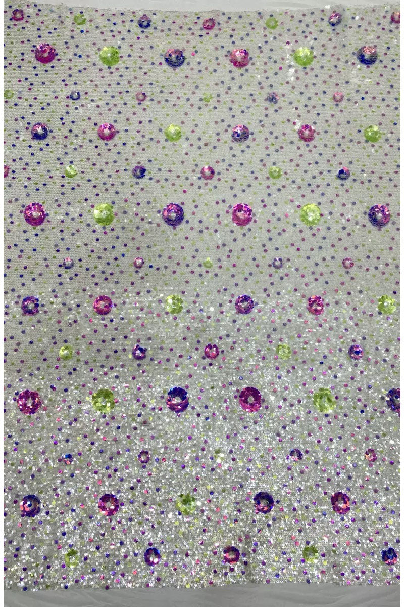 2025 new style stretch net fabric with 5+9mm sequins, fashionable evening dress, fashion clothing, shoes, bags, hats, bead embellished material