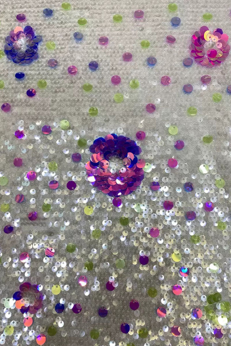 2025 new style stretch net fabric with 5+9mm sequins, fashionable evening dress, fashion clothing, shoes, bags, hats, bead embellished material