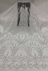 2025 new palace style bead embroidery + sequin embroidery high-end wedding evening dress women's skirt fashion bead embroidery fabric