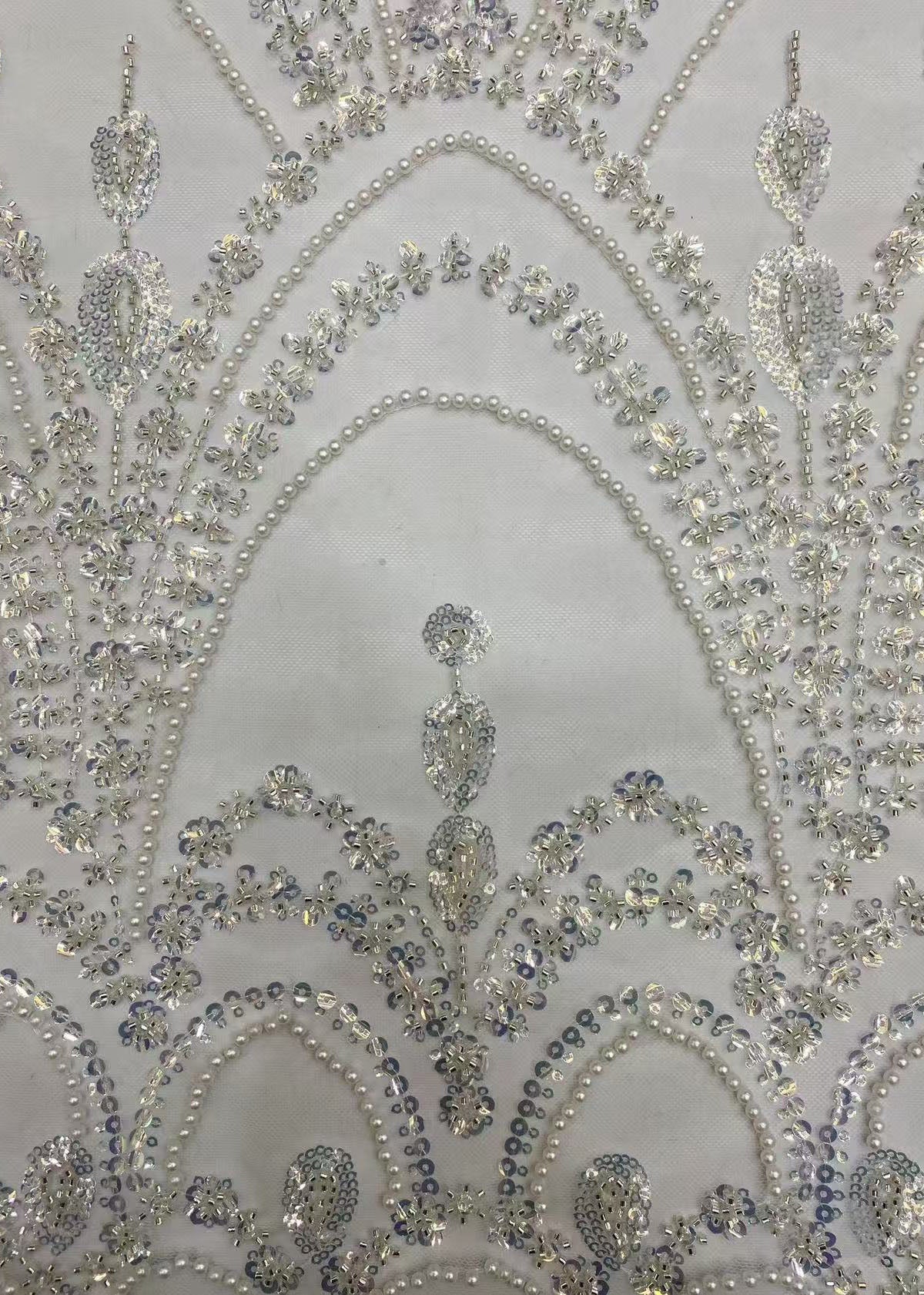 2025 new palace style bead embroidery + sequin embroidery high-end wedding evening dress women's skirt fashion bead embroidery fabric