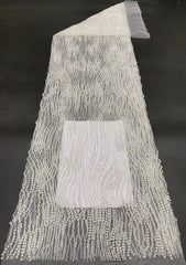 2025 new style mesh fabric with bead embroidery and large and small pearl embroidery, wedding evening dress, banquet dress, bead embroidery fabric