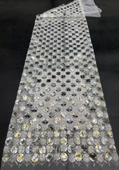New round sheet laser embroidery + bead embroidery + sequin embroidery Women's skirt dress stage fashion clothing bead embroidery fabric
