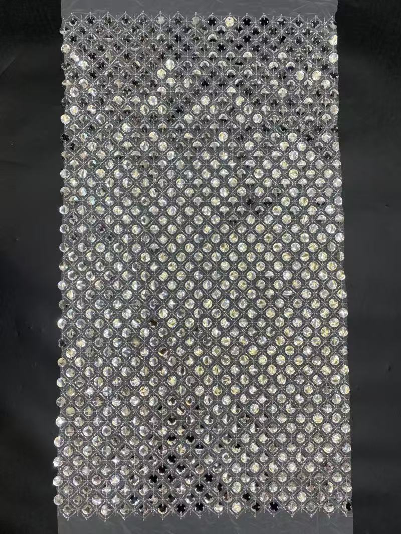 New round sheet laser embroidery + bead embroidery + sequin embroidery Women's skirt dress stage fashion clothing bead embroidery fabric
