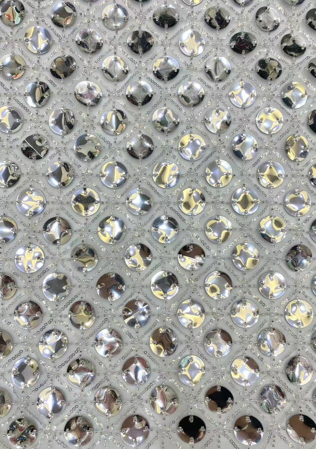 New round sheet laser embroidery + bead embroidery + sequin embroidery Women's skirt dress stage fashion clothing bead embroidery fabric