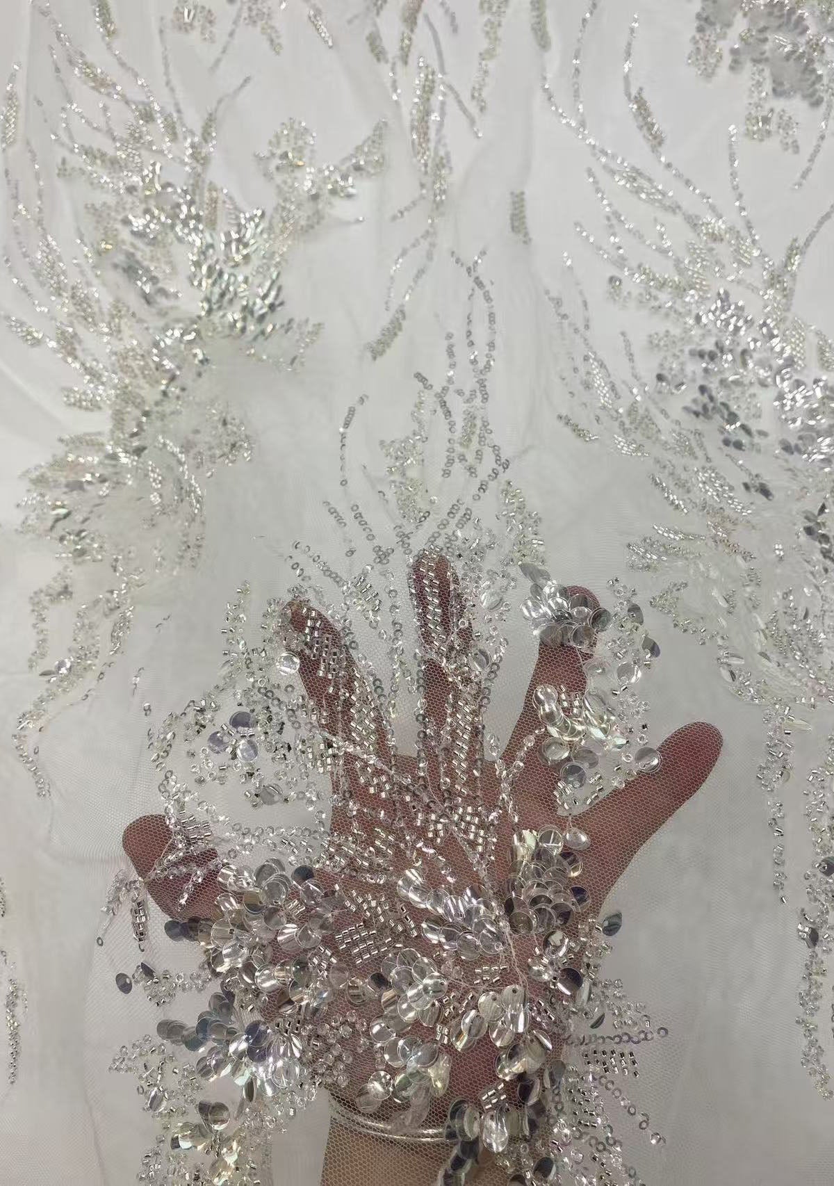 3/7mm +  sequin embroidery