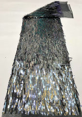New long strip sequin embroidery flowing evening dress children's fashion performance costume bead fabric