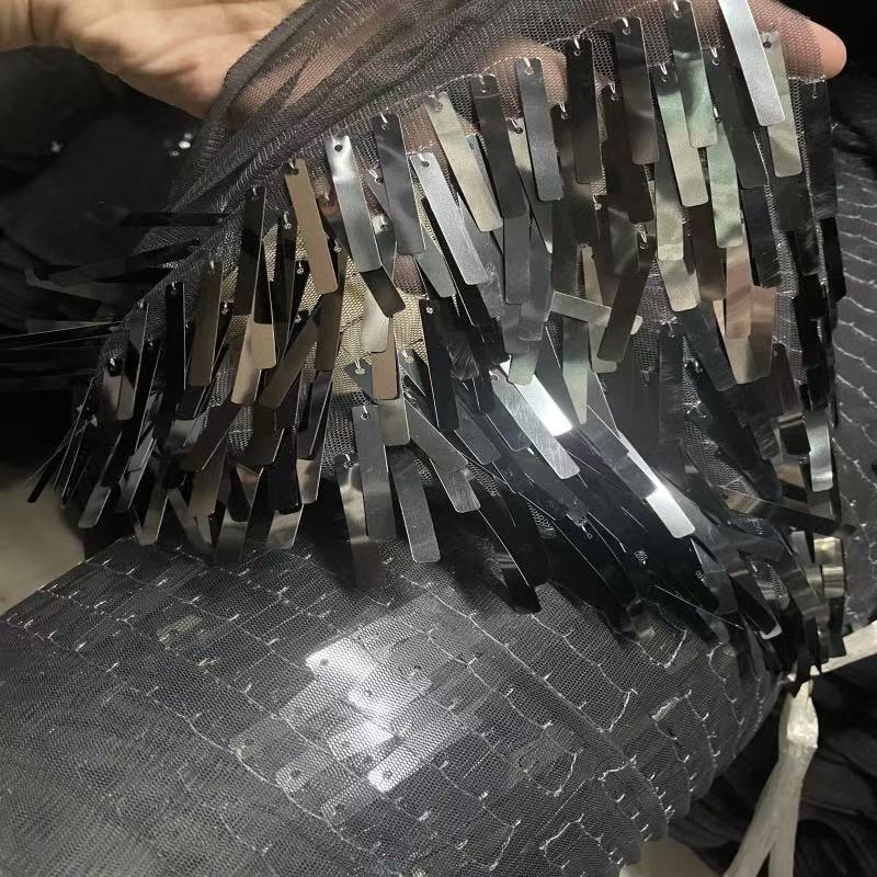 New long strip sequin embroidery flowing evening dress children's fashion performance costume bead fabric