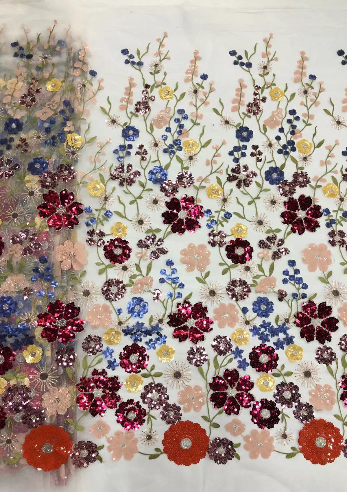 2025 new multi-color embroidery with beads and sequins, cross-border wedding dress evening gown fashion dress embroidered fabric