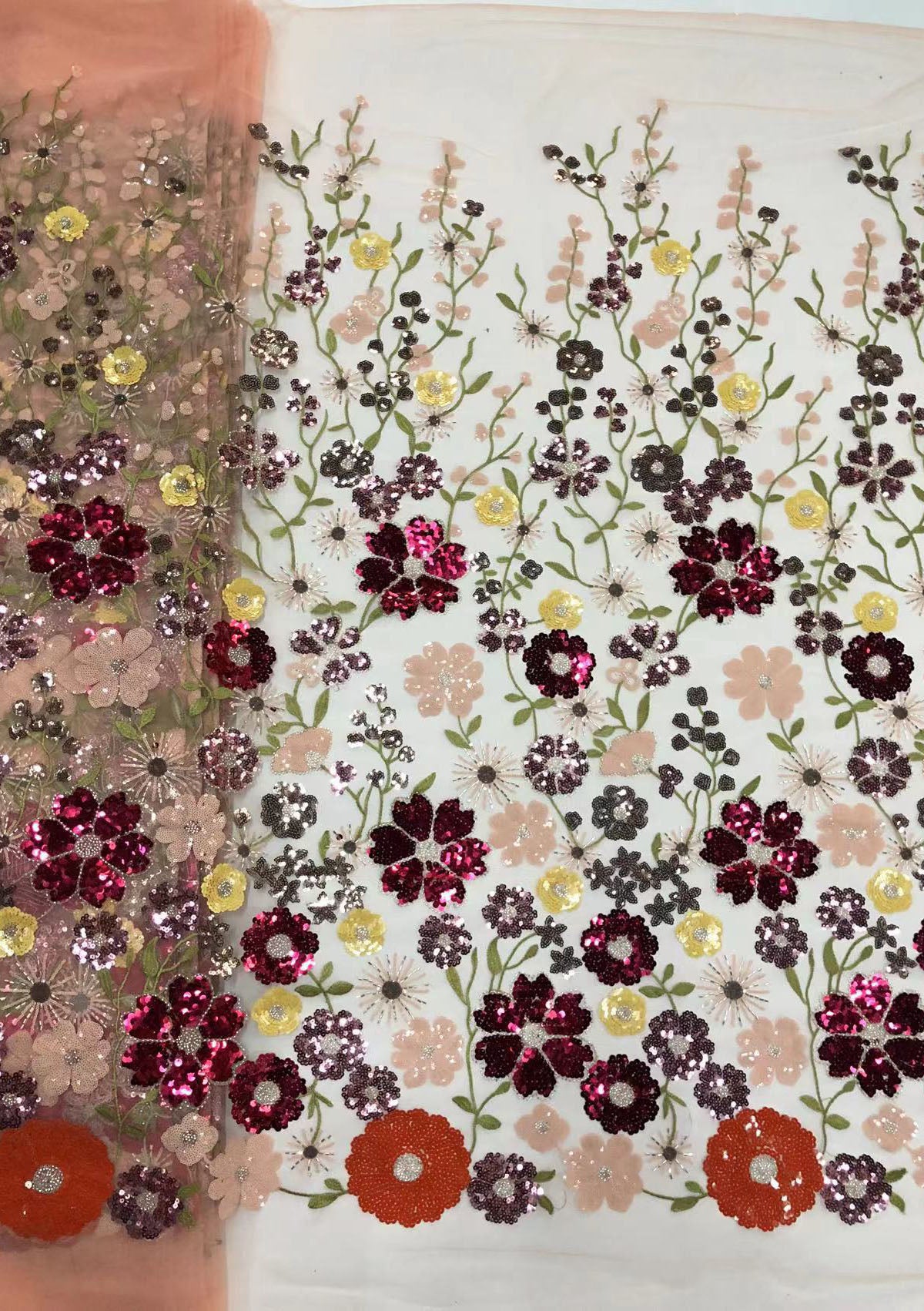 2025 new multi-color embroidery with beads and sequins, cross-border wedding dress evening gown fashion dress embroidered fabric
