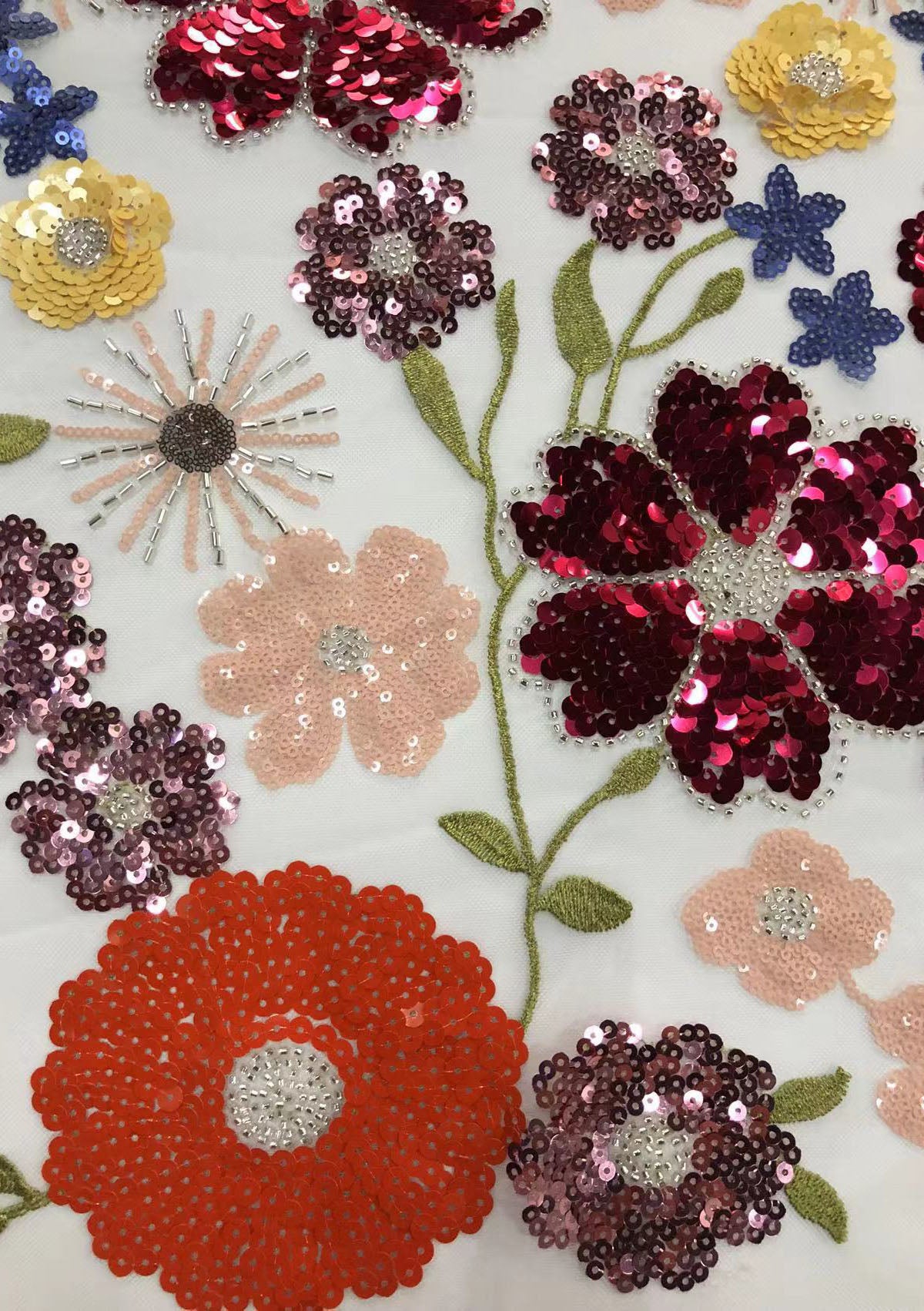 2025 new multi-color embroidery with beads and sequins, cross-border wedding dress evening gown fashion dress embroidered fabric