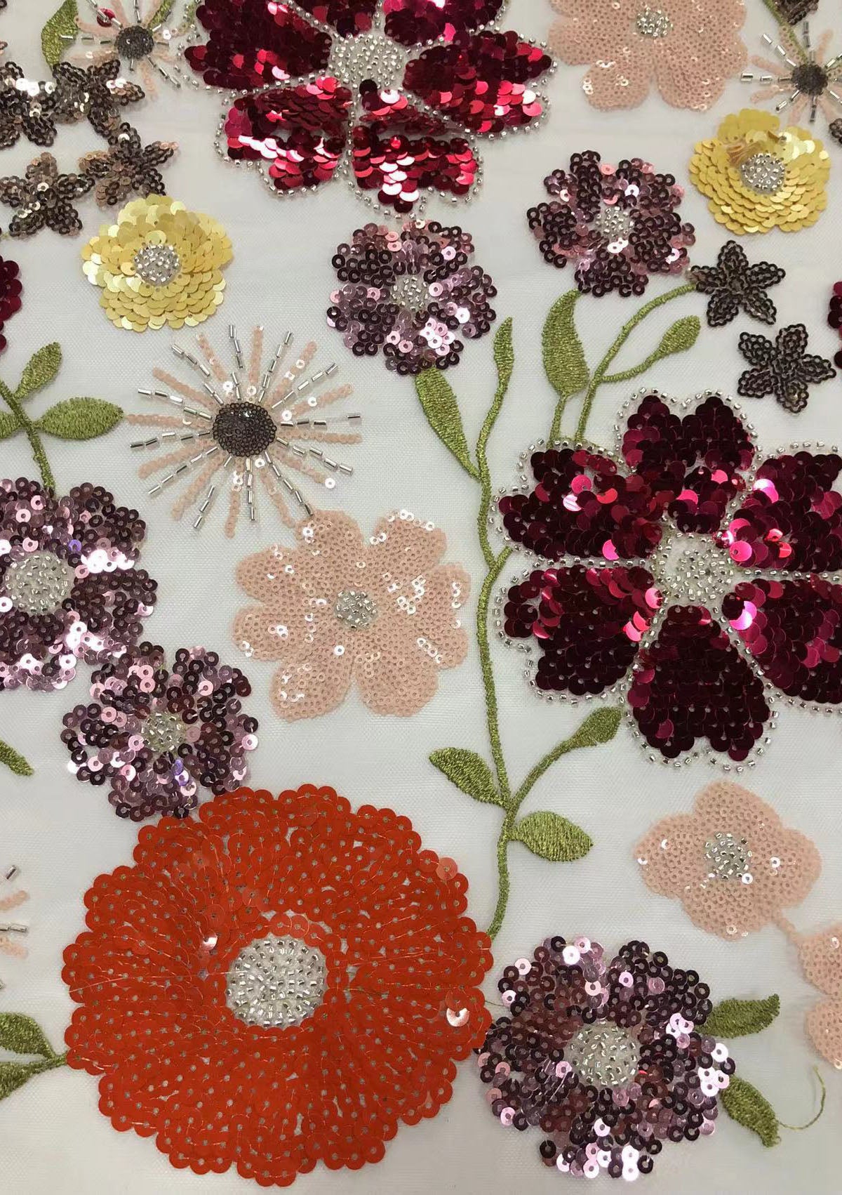 2025 new multi-color embroidery with beads and sequins, cross-border wedding dress evening gown fashion dress embroidered fabric