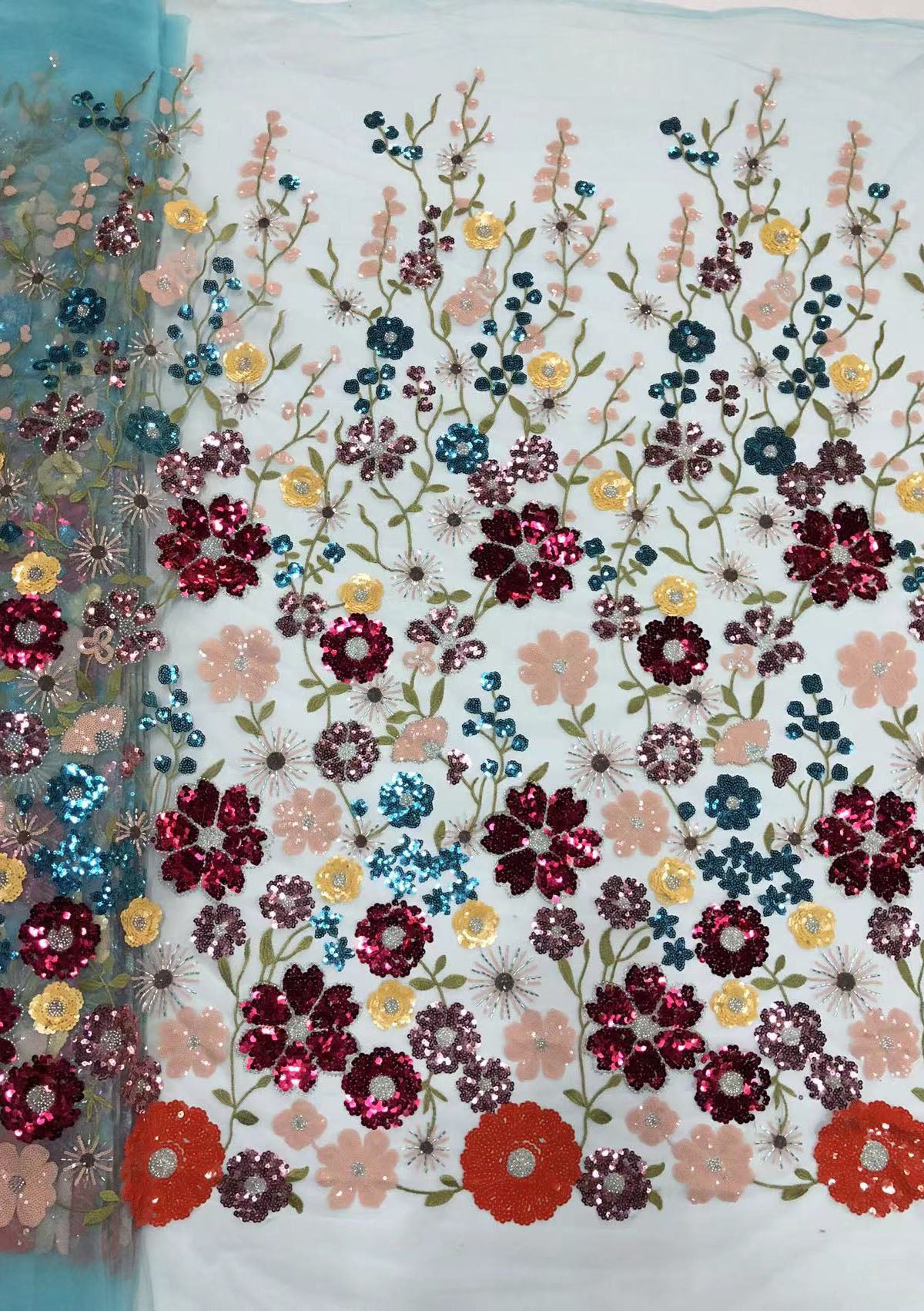 2025 new multi-color embroidery with beads and sequins, cross-border wedding dress evening gown fashion dress embroidered fabric