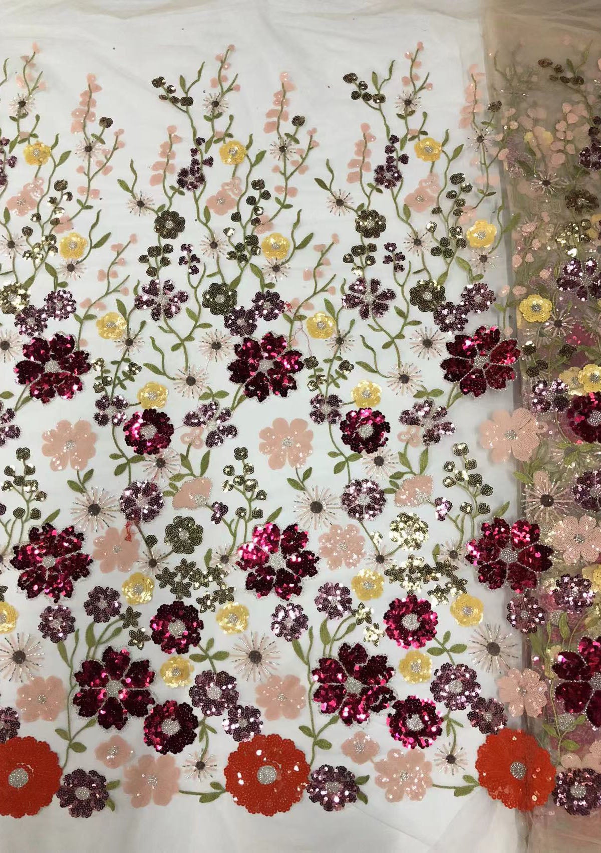 2025 new multi-color embroidery with beads and sequins, cross-border wedding dress evening gown fashion dress embroidered fabric