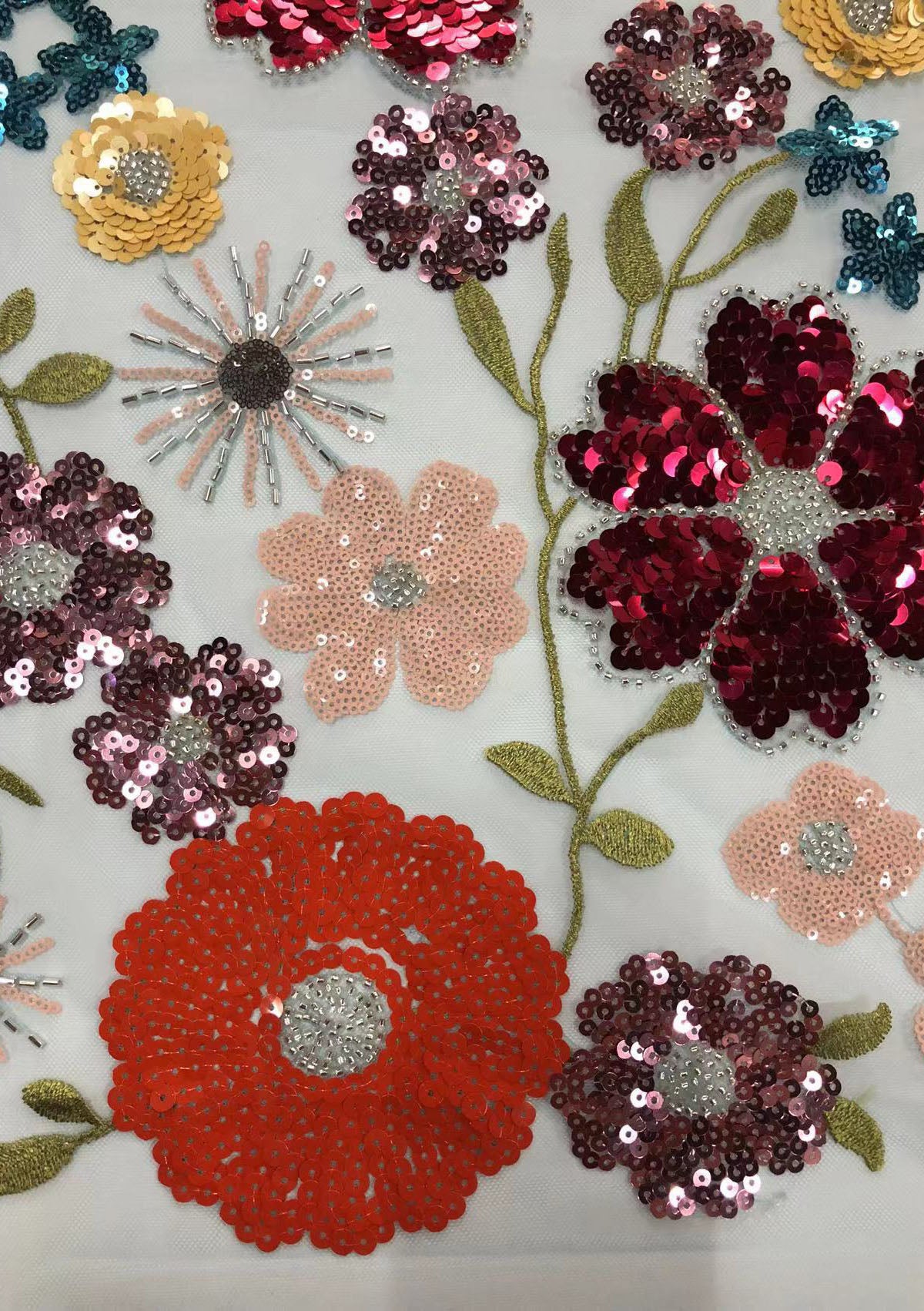 2025 new multi-color embroidery with beads and sequins, cross-border wedding dress evening gown fashion dress embroidered fabric