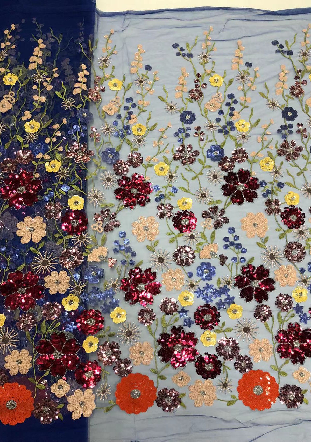 2025 new multi-color embroidery with beads and sequins, cross-border wedding dress evening gown fashion dress embroidered fabric