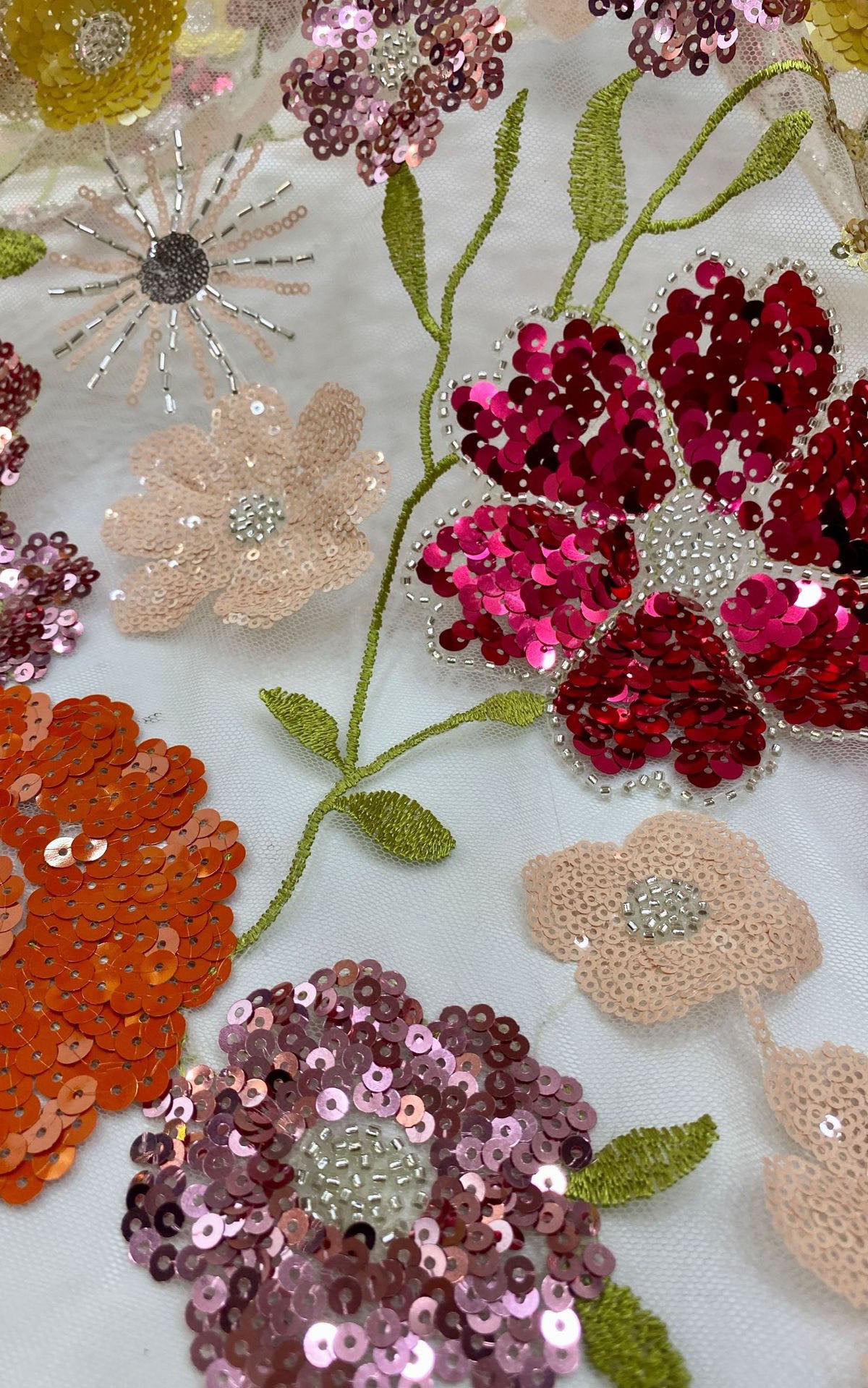 2025 new multi-color embroidery with beads and sequins, cross-border wedding dress evening gown fashion dress embroidered fabric