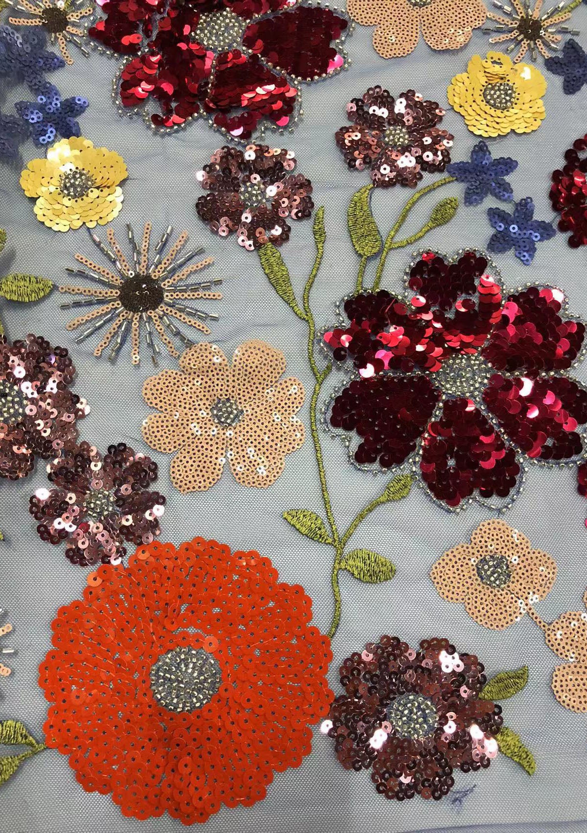2025 new multi-color embroidery with beads and sequins, cross-border wedding dress evening gown fashion dress embroidered fabric