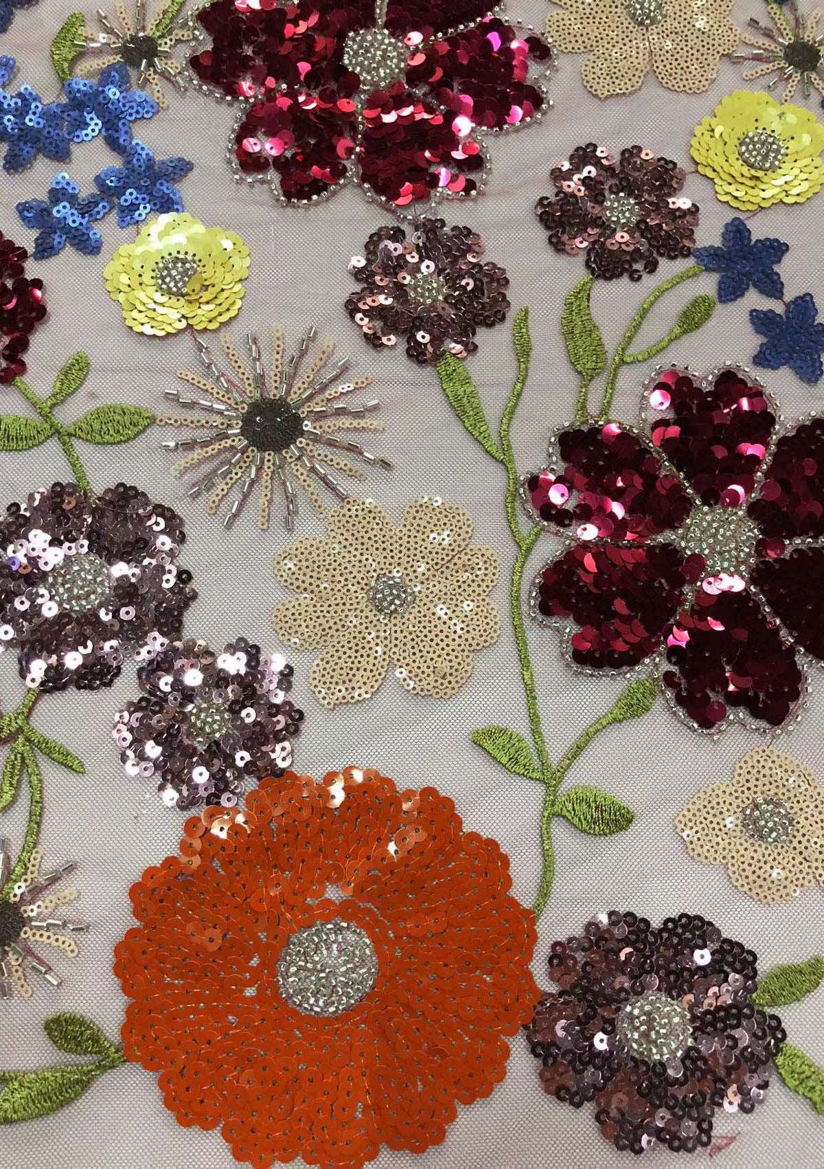 2025 new multi-color embroidery with beads and sequins, cross-border wedding dress evening gown fashion dress embroidered fabric