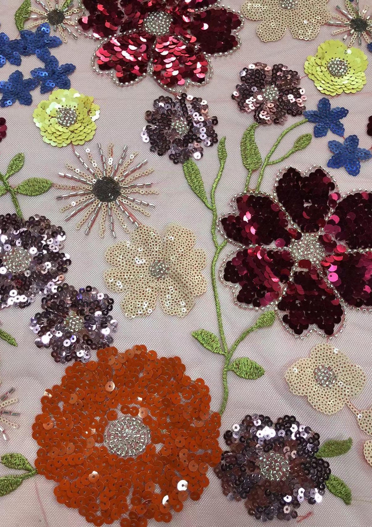 2025 new multi-color embroidery with beads and sequins, cross-border wedding dress evening gown fashion dress embroidered fabric