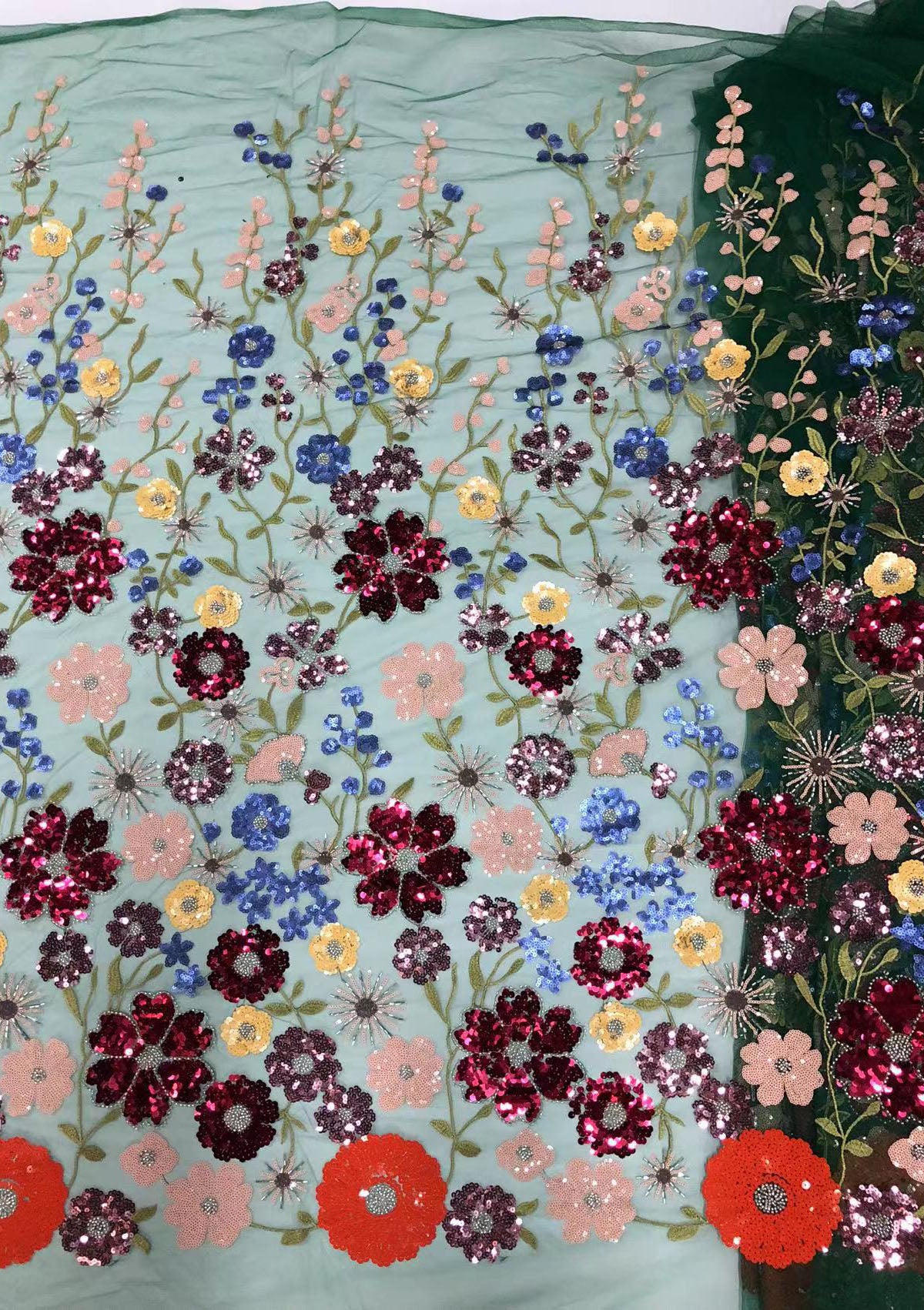 2025 new multi-color embroidery with beads and sequins, cross-border wedding dress evening gown fashion dress embroidered fabric
