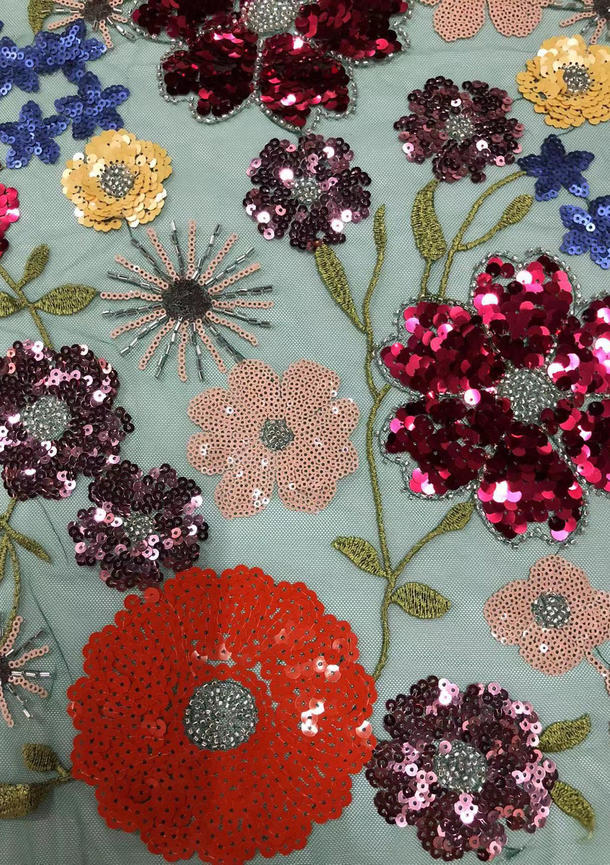 2025 new multi-color embroidery with beads and sequins, cross-border wedding dress evening gown fashion dress embroidered fabric