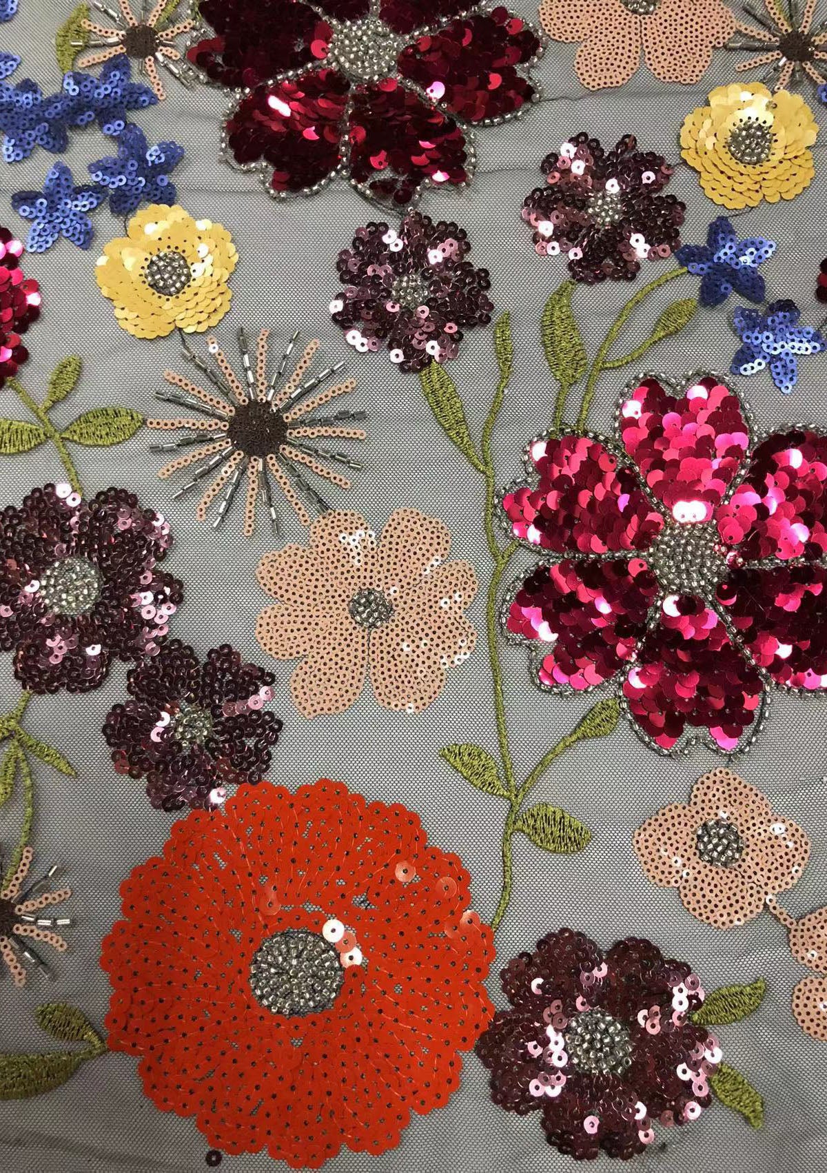 2025 new multi-color embroidery with beads and sequins, cross-border wedding dress evening gown fashion dress embroidered fabric