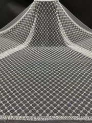 New heavy-duty four pearl rhombus mesh large bubble embroidery luxury wedding dress evening gown fashion performance outfit bead embroidery fabric