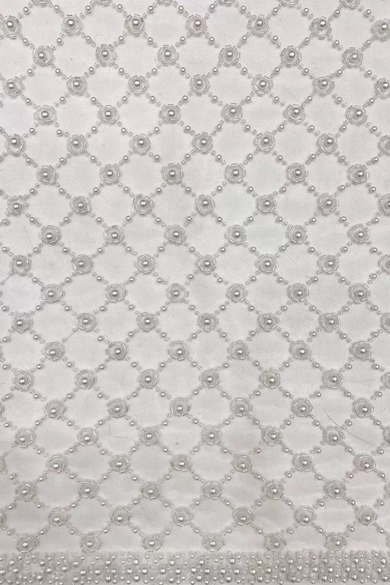 New heavy-duty four pearl rhombus mesh large bubble embroidery luxury wedding dress evening gown fashion performance outfit bead embroidery fabric