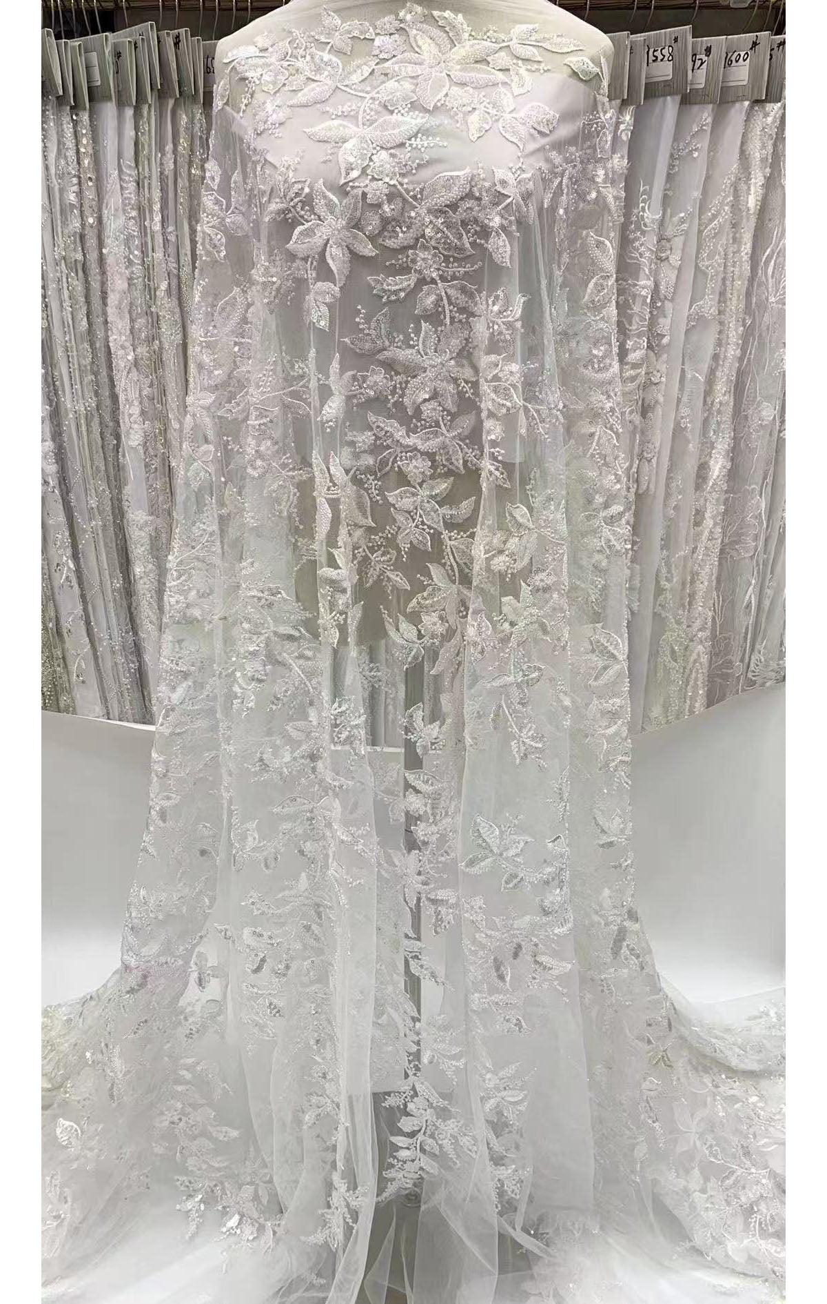 2025New edition leaf flower white core beads plus crystal pieces, high-end combination, professional design, the first choice for stage wedding dresses and fashion evening gowns.