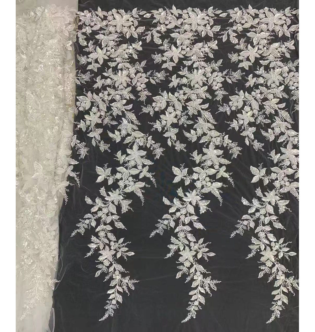 2025New edition leaf flower white core beads plus crystal pieces, high-end combination, professional design, the first choice for stage wedding dresses and fashion evening gowns.