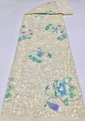 New velvet bottom heavy floral embroidery with beads and sequins, Chinese-style cheongsam evening dress coat, fashion bead embroidery fabric.