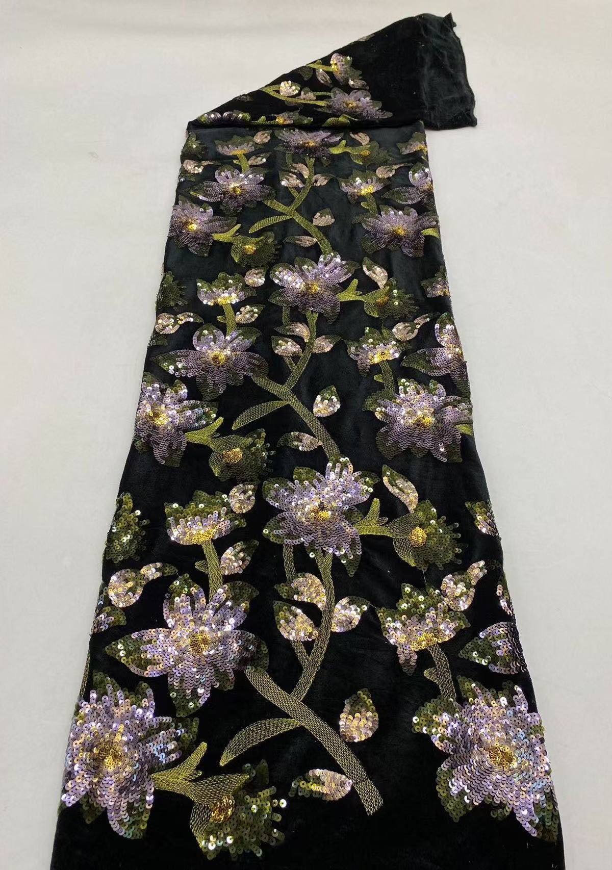 New velvet multi-color sequin embroidery