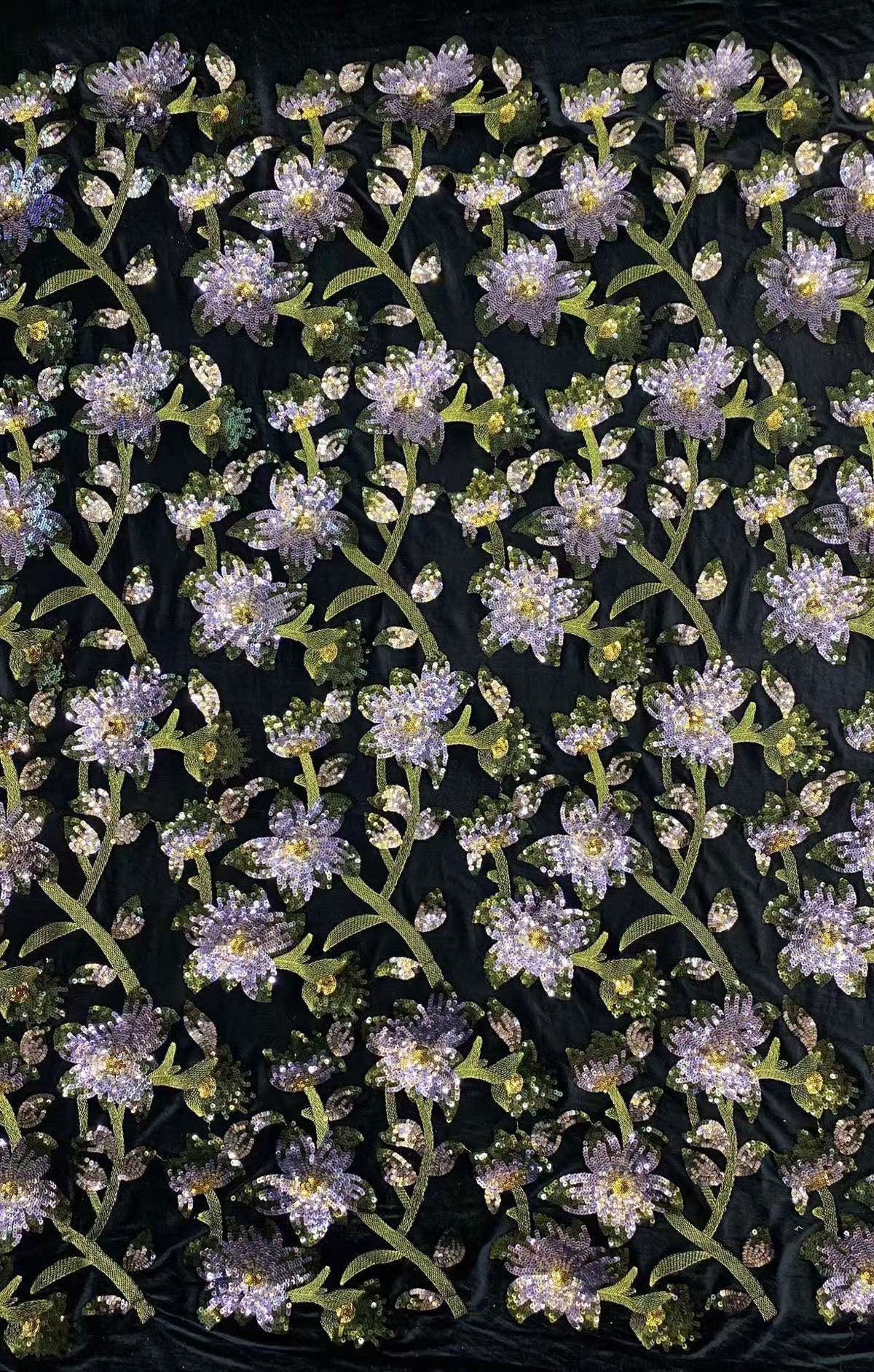 New velvet multi-color sequin embroidery