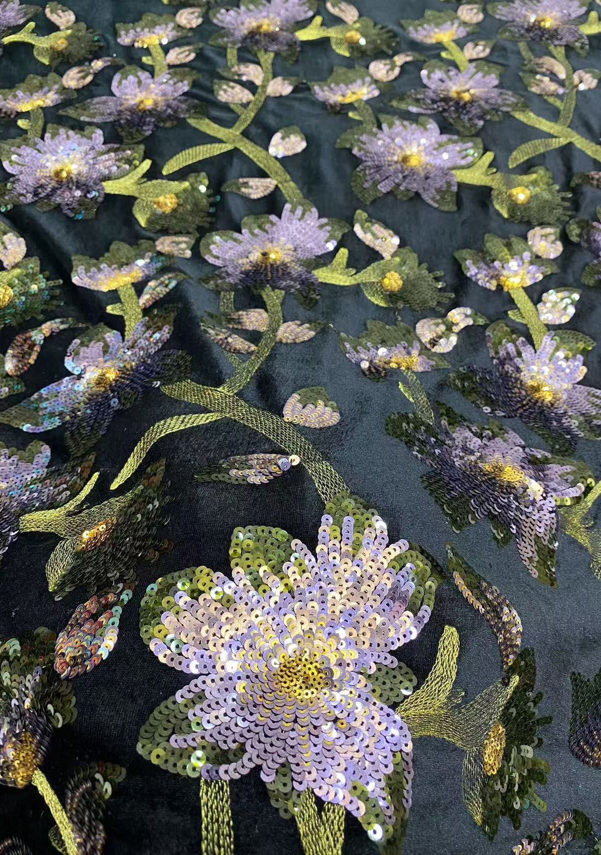 New velvet multi-color sequin embroidery