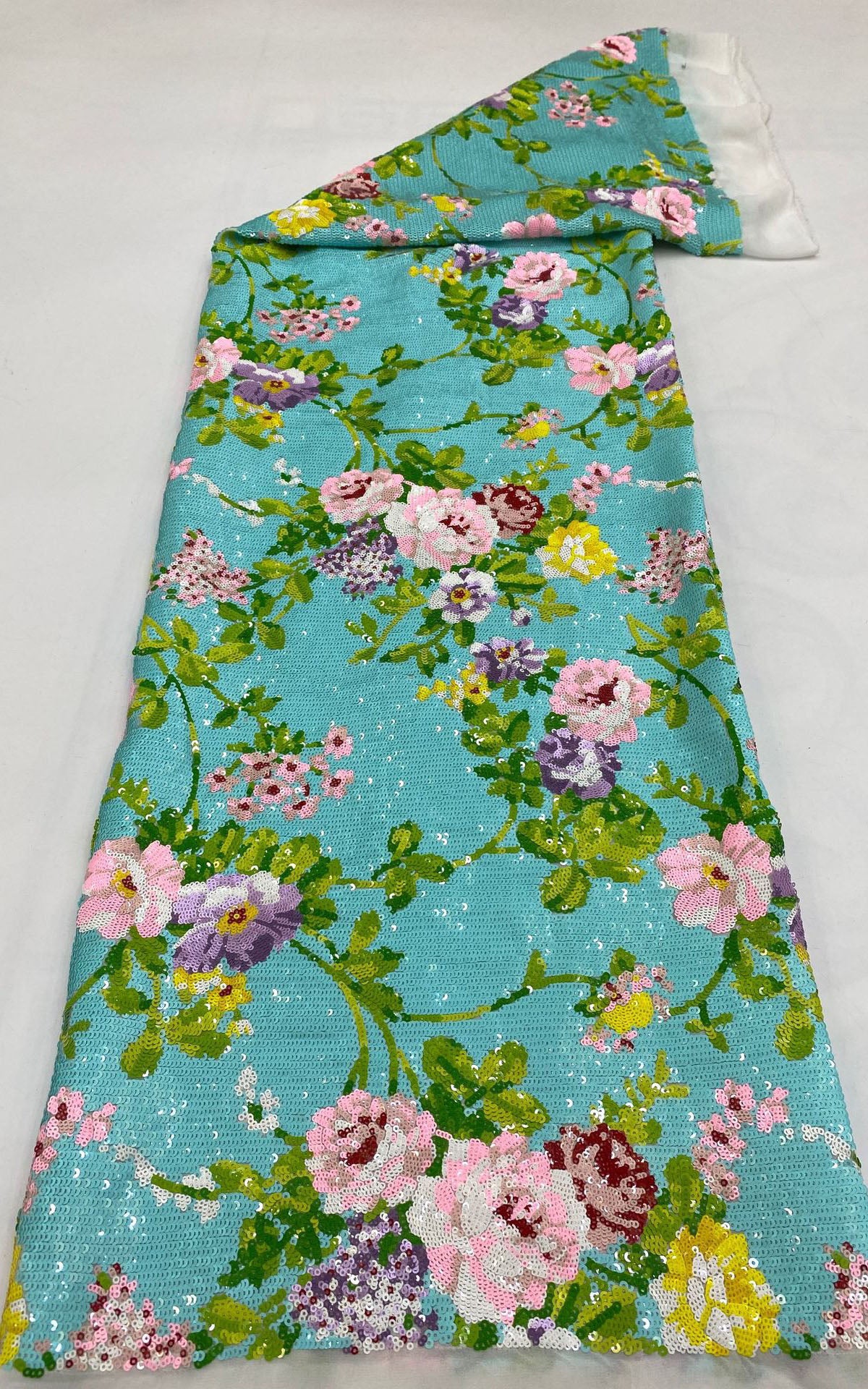 New chiffon base precision sequin embroidery  evening dress women's skirt fashion clothing beads fabric