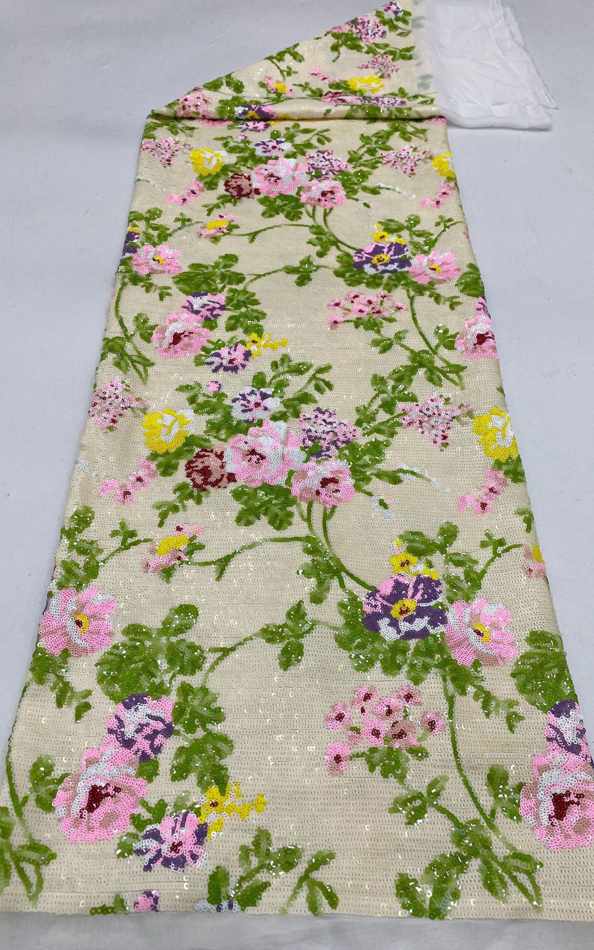 New chiffon base precision sequin embroidery  evening dress women's skirt fashion clothing beads fabric