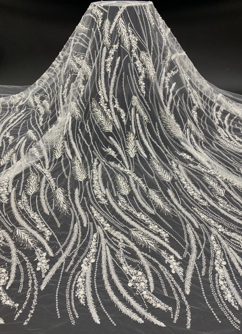wedding dress fashion  beaded embroidery  fabric