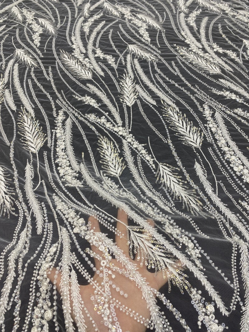 wedding dress fashion  beaded embroidery  fabric