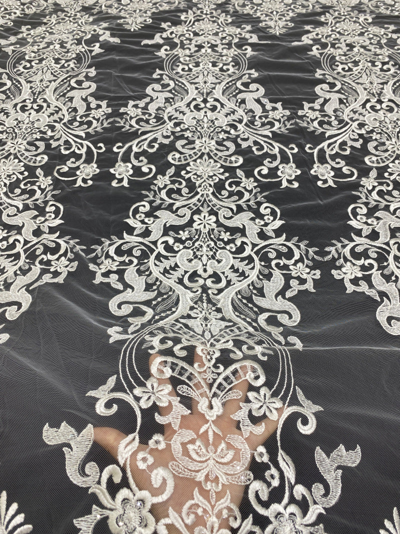 New European and American style featuring floral s embroidery and sequin embroidery, lightweight wedding gown, evening dress, women's skirt, cheongsam, embroidered fabric