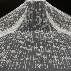 New European and American style three-dimensional bead embroidery + large pearl sequin embroidery wedding gown, evening dress, women's dress, fashion dress bead embroidery fabric
