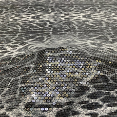 Classic style, bold leopard print fabric + 5mm sequin embroidery, available now. Women's dress, banquet evening gown, shirt, beaded fabric