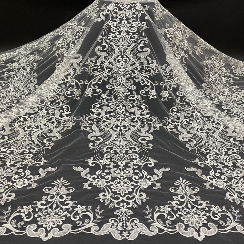 New European and American style featuring floral s embroidery and sequin embroidery, lightweight wedding gown, evening dress, women's skirt, cheongsam, embroidered fabric