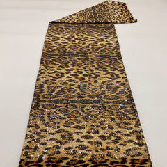 Classic style, bold leopard print fabric + 5mm sequin embroidery, available now. Women's dress, banquet evening gown, shirt, beaded fabric