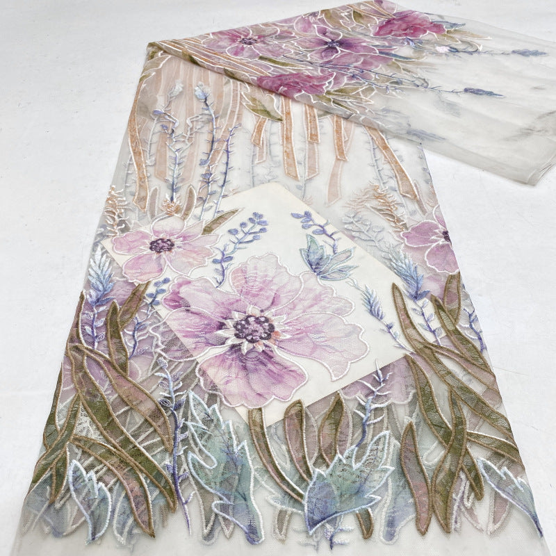 Cross-border new lace laser printing and embroidery, absolutely beautiful evening dress women's dress fashion dress lace fabric