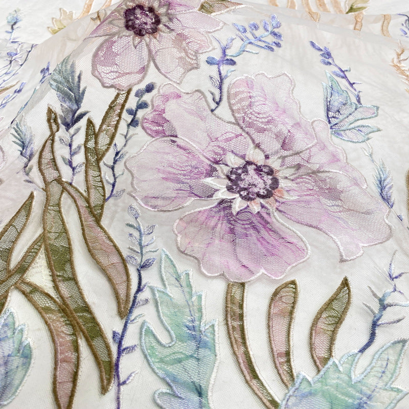 Cross-border new lace laser printing and embroidery, absolutely beautiful evening dress women's dress fashion dress lace fabric