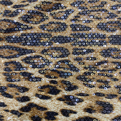 Classic style, bold leopard print fabric + 5mm sequin embroidery, available now. Women's dress, banquet evening gown, shirt, beaded fabric